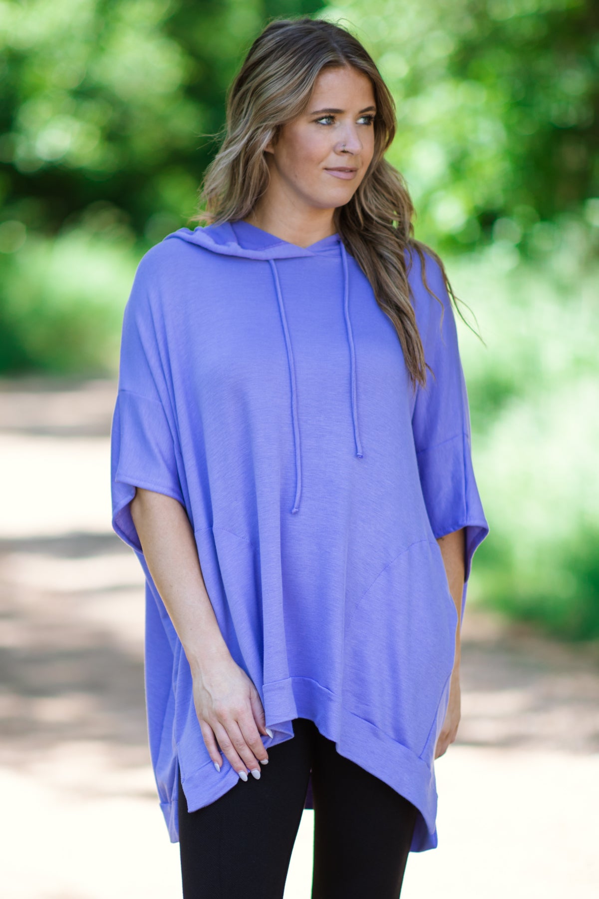 Lavender Drop Shoulder Hooded Top - Filly Flair