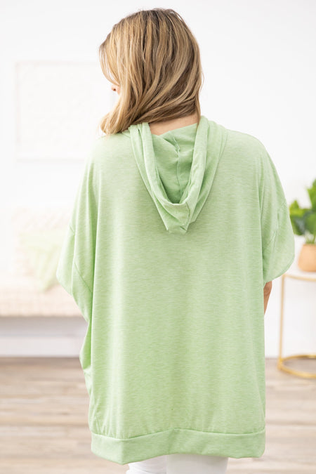 Mint Drop Shoulder Hooded Top with Slide Slit - Filly Flair