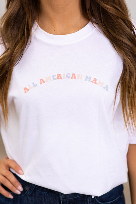 White All American Mama Graphic Tee - Filly Flair