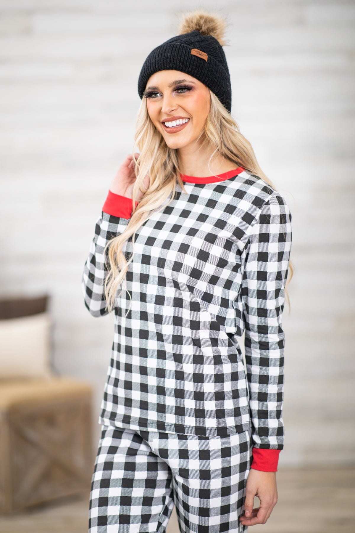 Buffalo plaid pajamas discount black and white