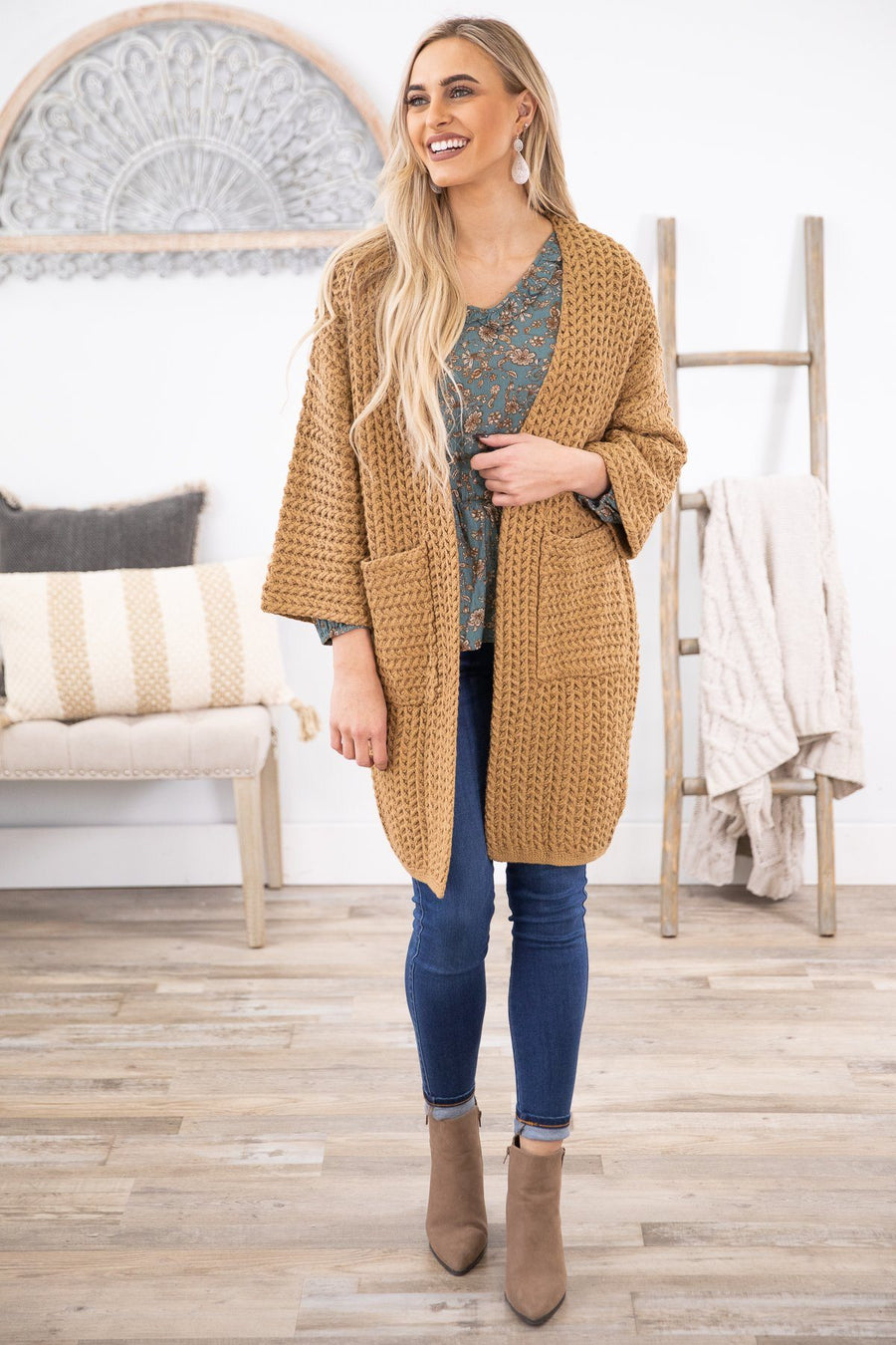 Tan Chunky Knit Cardigan - Filly Flair