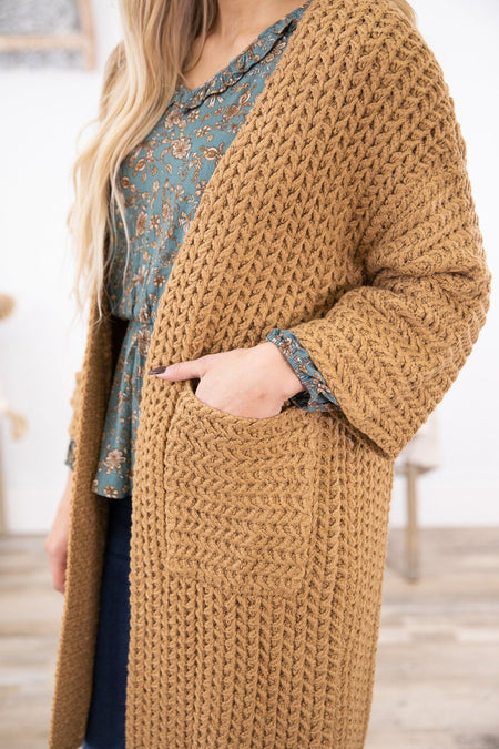 Tan Chunky Knit Cardigan - Filly Flair