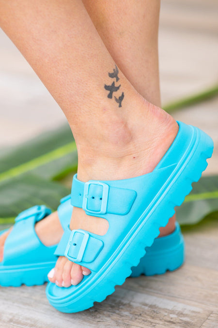 Sky Blue Pool Slide Sandals - Filly Flair