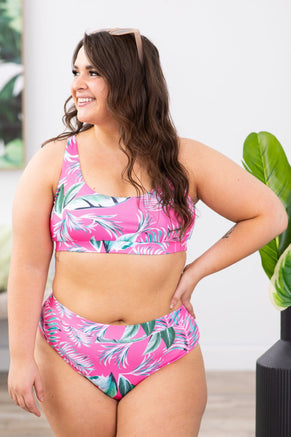 Pink Palm Print Two Piece Swimsuit - Filly Flair