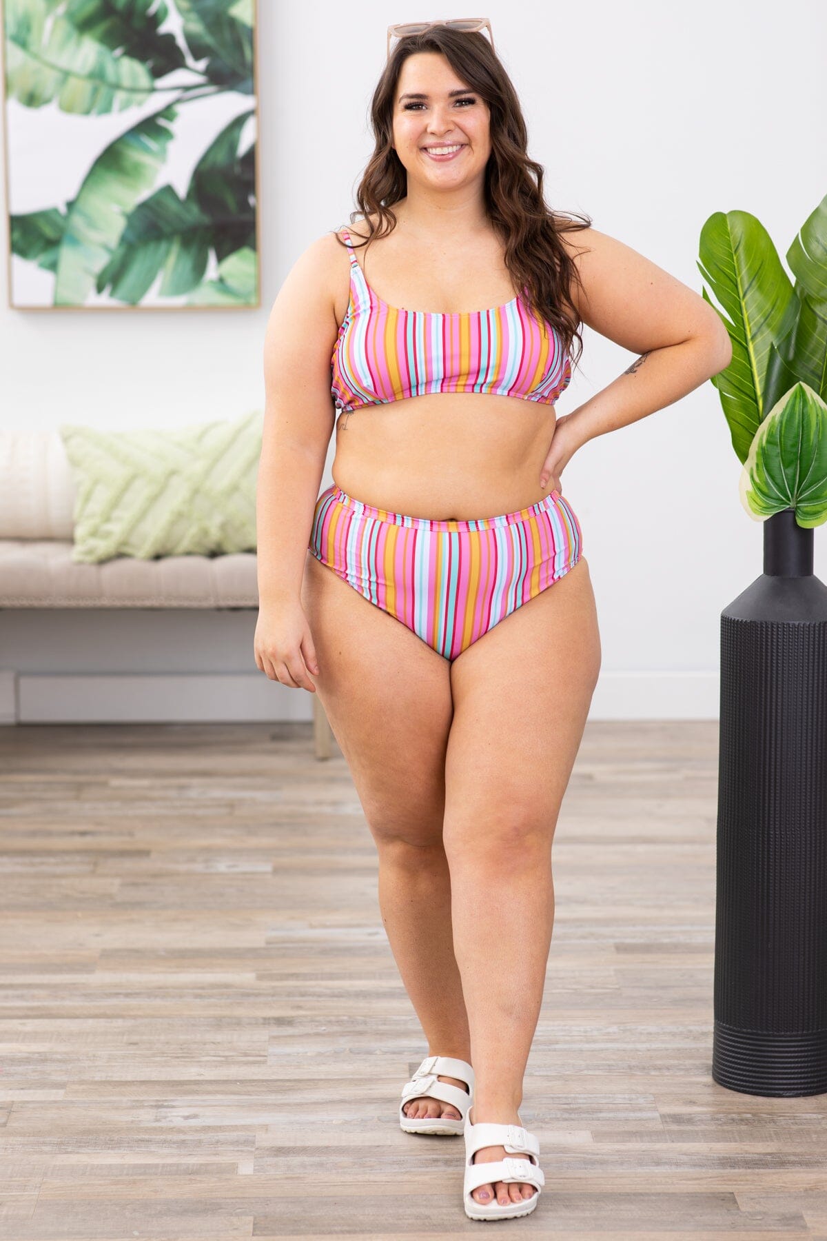 Pink Multicolor Stripe Two Piece Swimsuit - Filly Flair