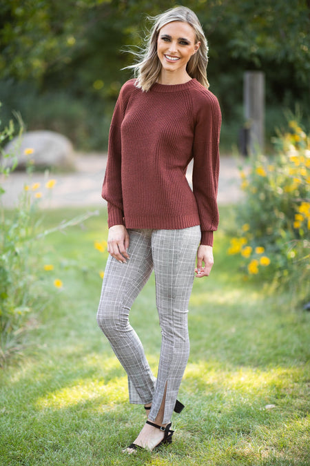 Brown and White Plaid Pull On Pants - Filly Flair