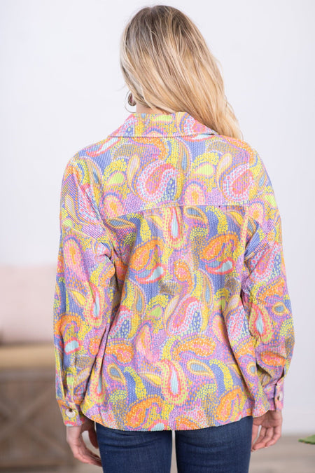 Lavender Multicolor Paisley Print Jacket - Filly Flair