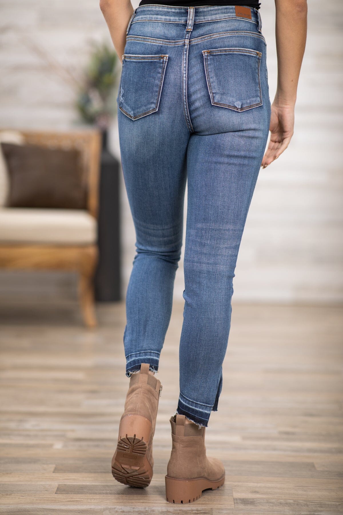 High-Waisted Skinny Jeans with Slit