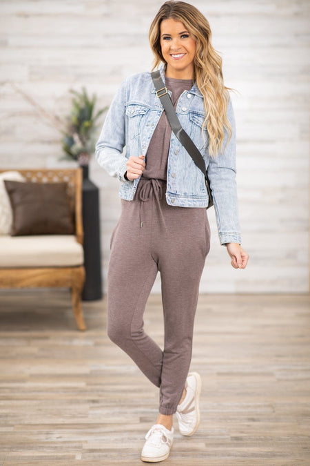 Mocha Heathered Drop Shoulder Sweatshirt - Filly Flair