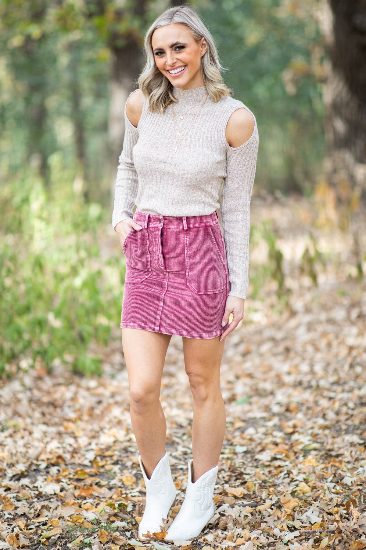 Burgundy sale corduroy skirt