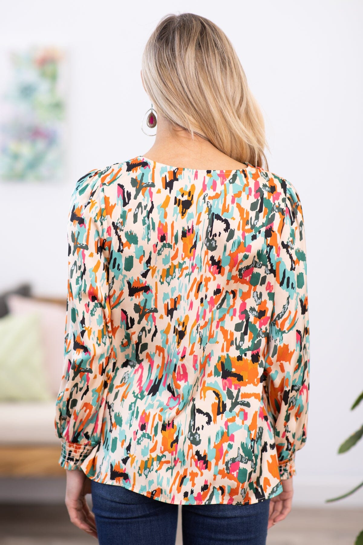 Pink and Turquoise Abstract Print Top - Filly Flair