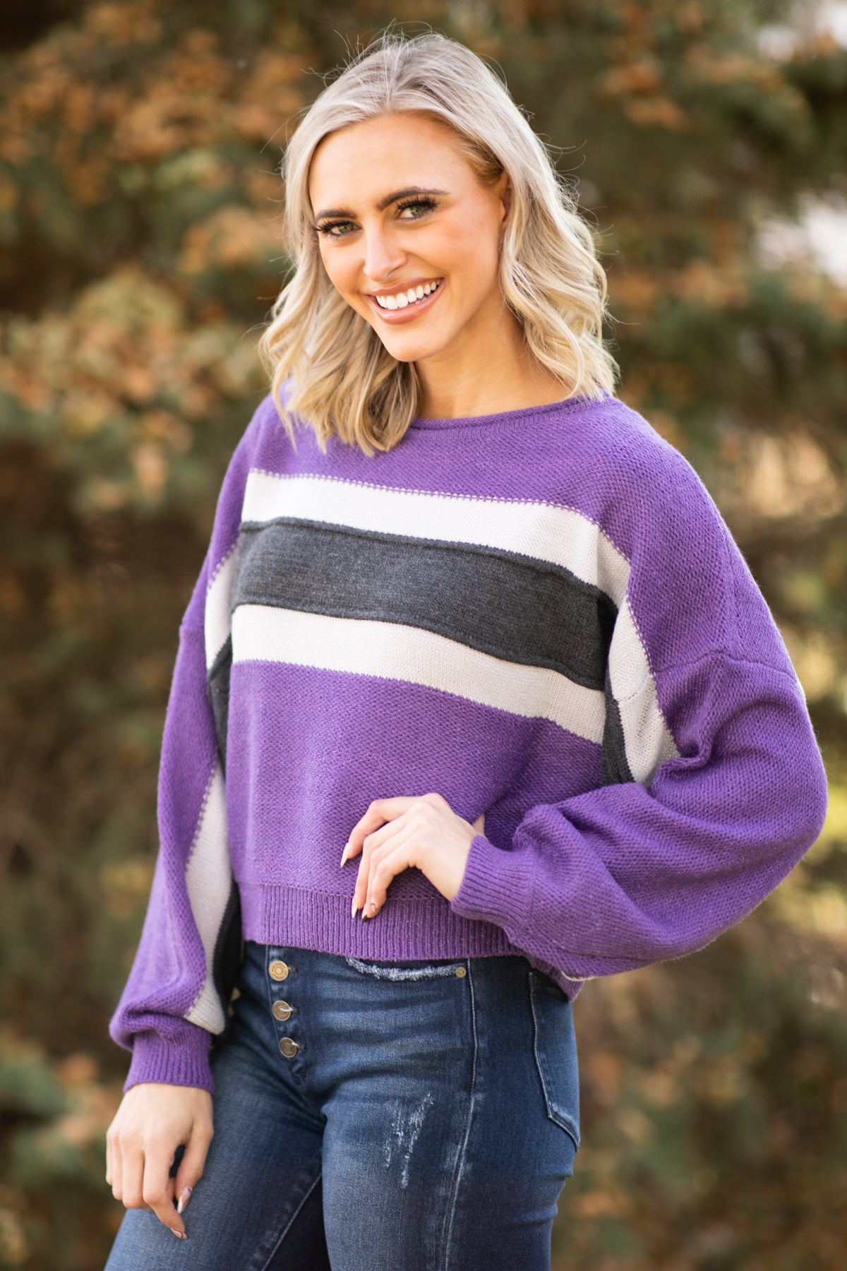 Striped 2024 colorblock sweater