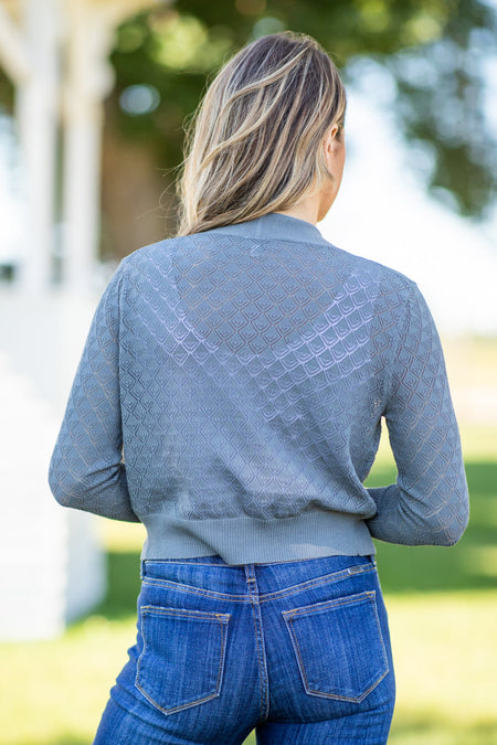 Grey Pointelle Cardigan - Filly Flair