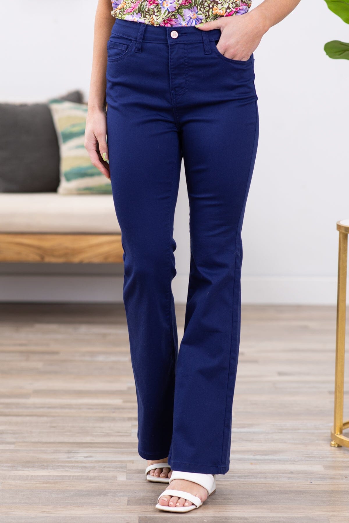 Zenana Navy Bootcut Pants With Stretch - Filly Flair