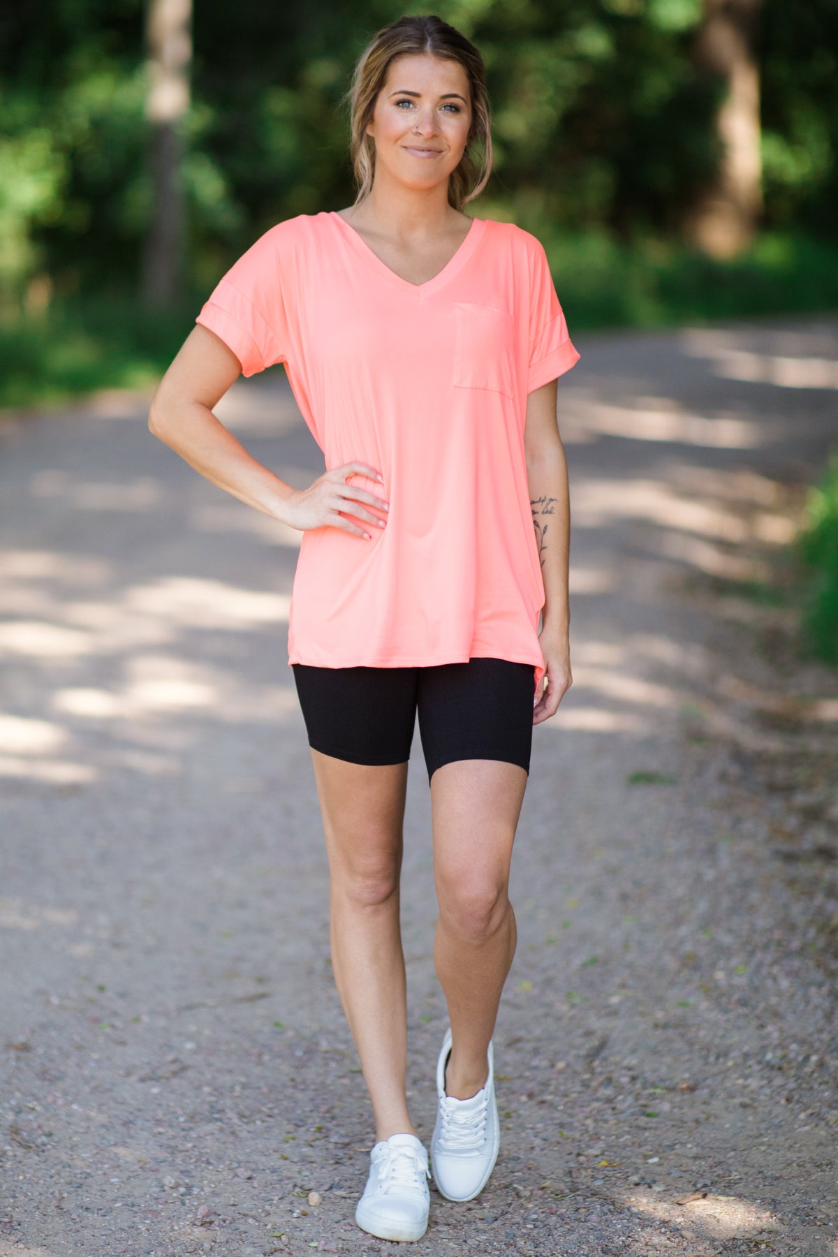 Neon Orange Top With Pocket - Filly Flair