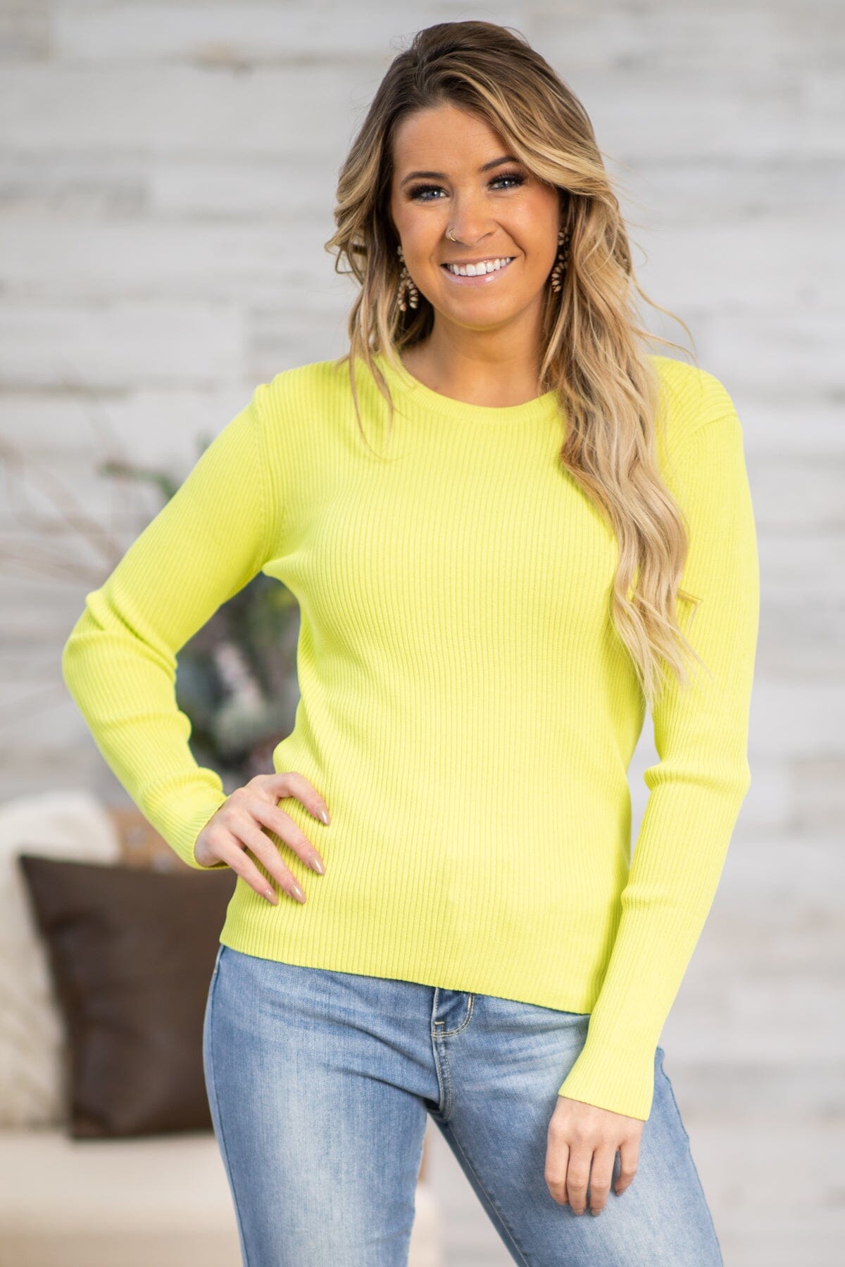 Neon yellow hot sale knit sweater