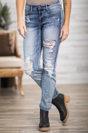 Judy Blue Bleached Distressed Boyfriend Jeans - Filly Flair