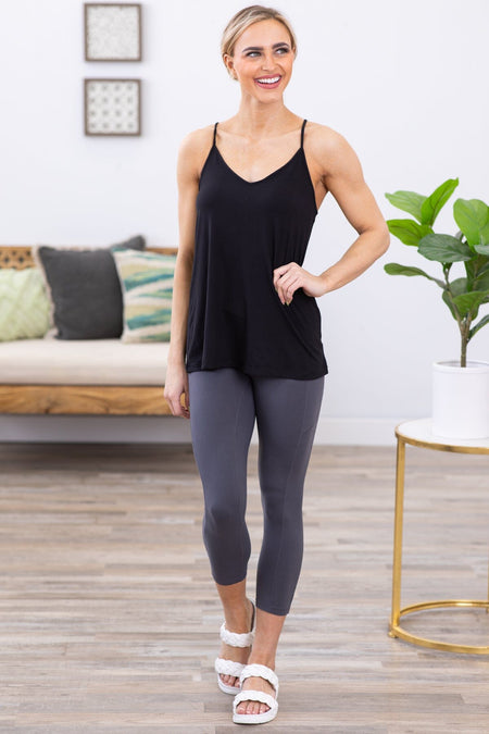 Black V-Neck Active Tank - Filly Flair