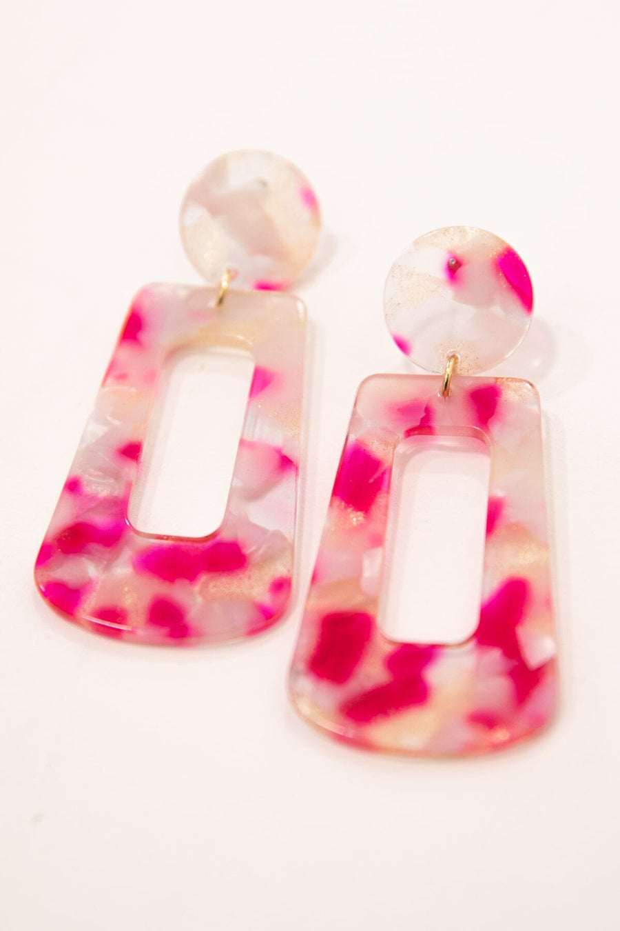 Hot Pink and Blush Acetate Rectangle Earrings - Filly Flair