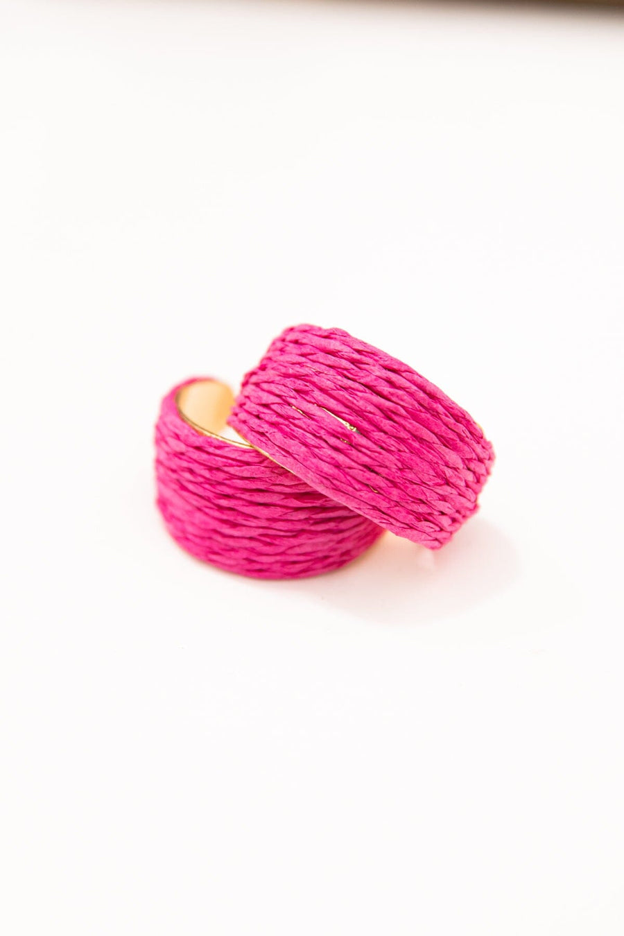 Hot Pink Raffia Small Hoop Earrings - Filly Flair