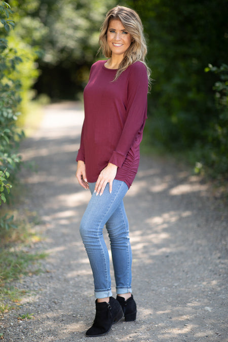 Burgundy Dolman Sleeve Top - Filly Flair