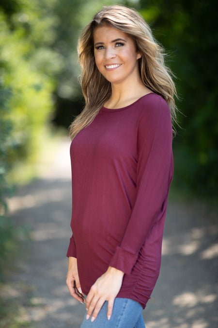 Burgundy Dolman Sleeve Top - Filly Flair