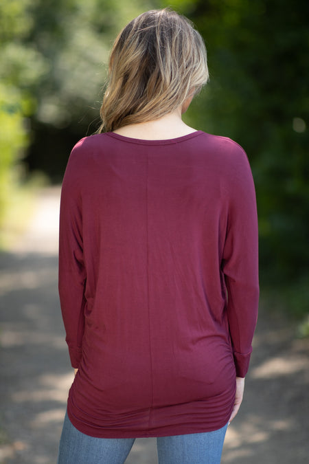 Burgundy Dolman Sleeve Top - Filly Flair