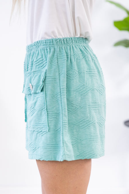 Mint Pull On Shorts with Front Pockets - Filly Flair