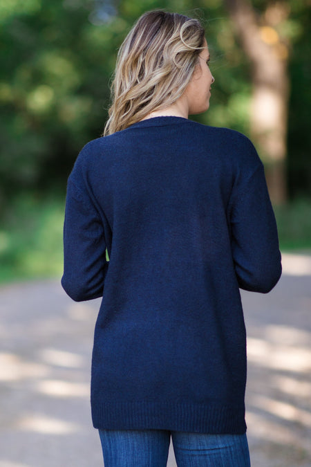 Navy Mid Length Cardigan - Filly Flair