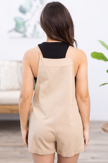 Tan Adjustable Tie Strap Romper - Filly Flair