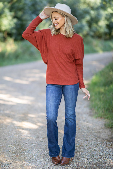 Rust Lace Back Detail Top - Filly Flair