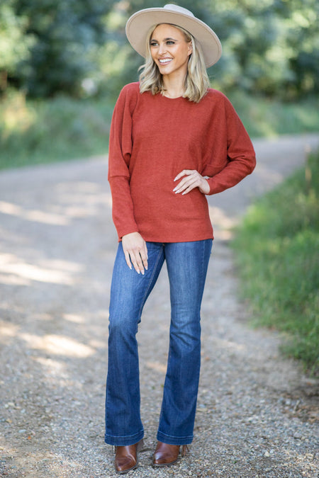 Rust Lace Back Detail Top - Filly Flair