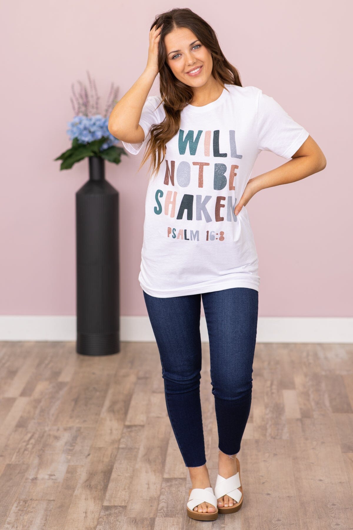 White I Will Not Be Shaken Graphic Tee - Filly Flair