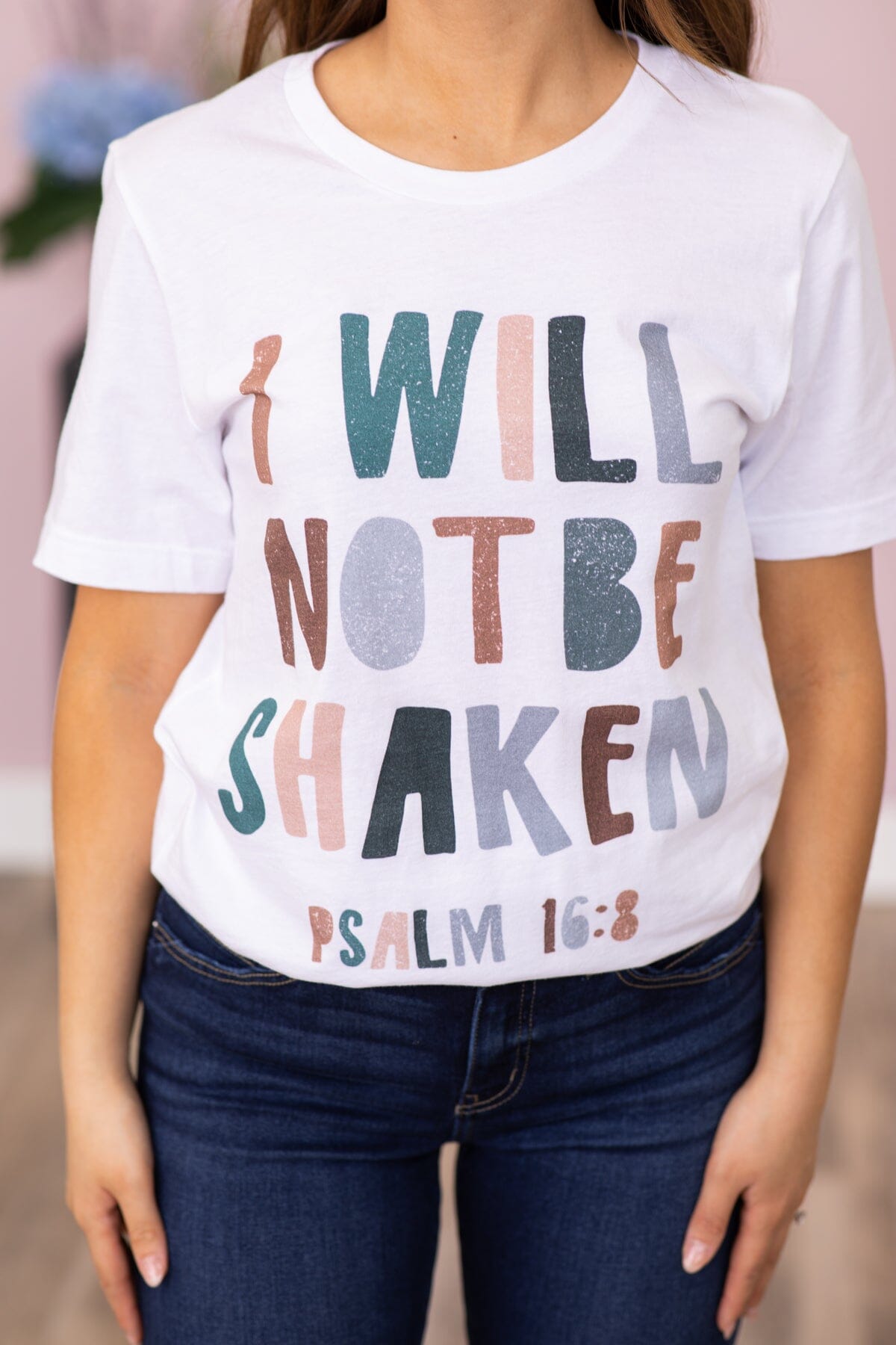 White I Will Not Be Shaken Graphic Tee - Filly Flair