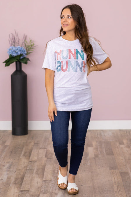 Light Grey Multicolor Hunny Bunny Graphic Tee - Filly Flair