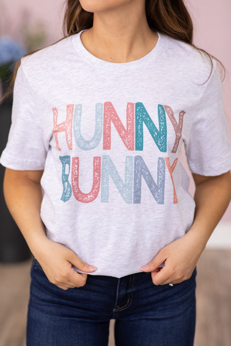 Light Grey Multicolor Hunny Bunny Graphic Tee - Filly Flair