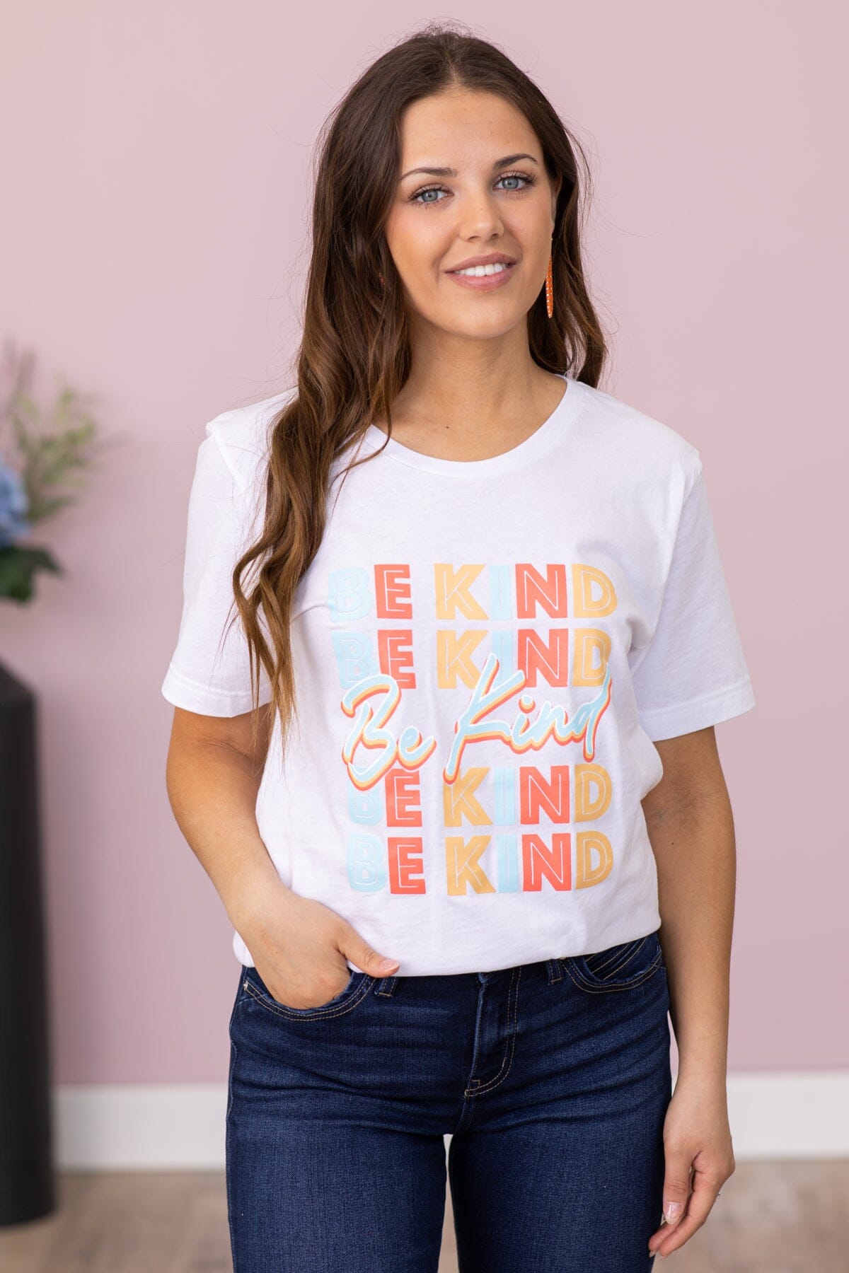 White Multicolor Be Kind Graphic Tee - Filly Flair