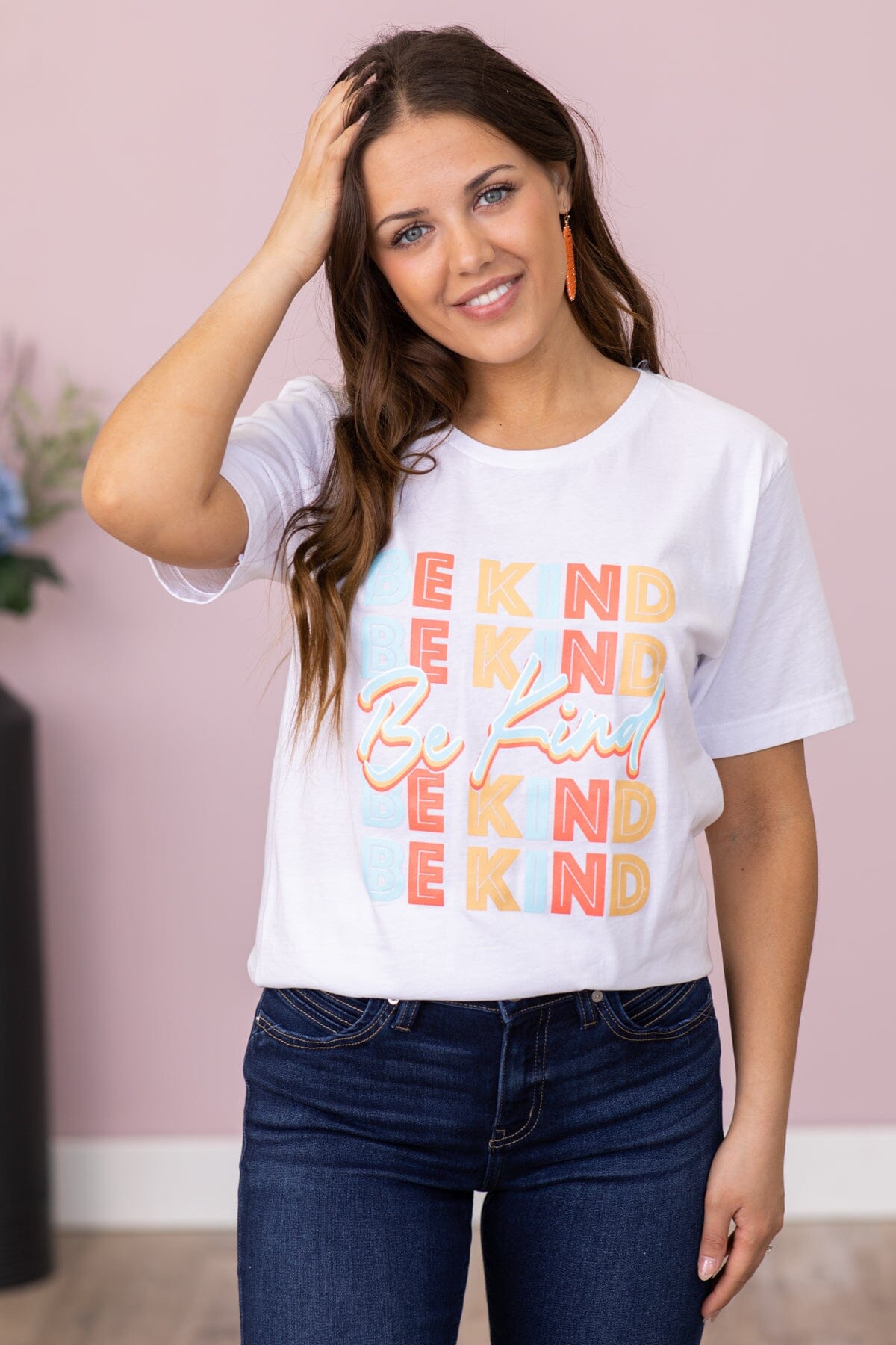 White Multicolor Be Kind Graphic Tee - Filly Flair