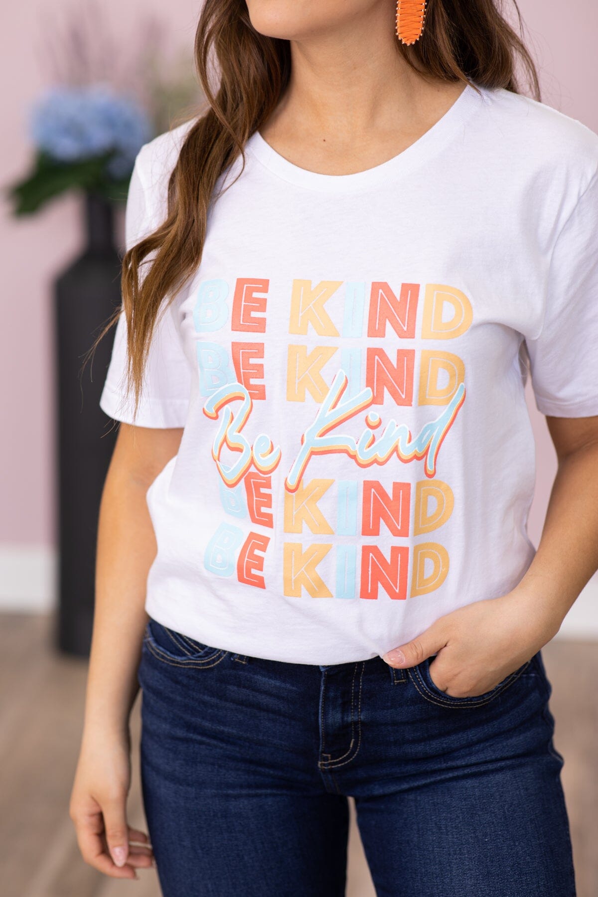 White Multicolor Be Kind Graphic Tee - Filly Flair