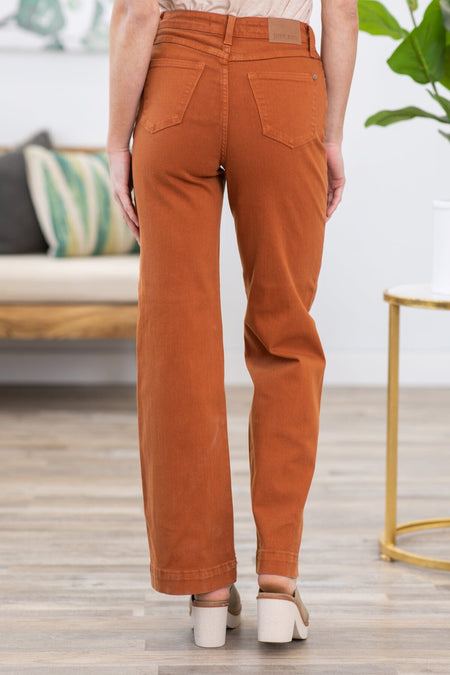 Judy Blue Cognac Garment Dyed Wide Leg Pants - Filly Flair