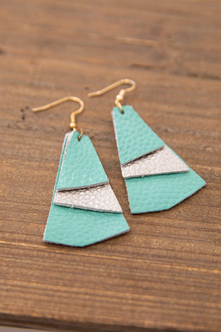 Turquoise and Silver Cut Leather Earrings - Filly Flair