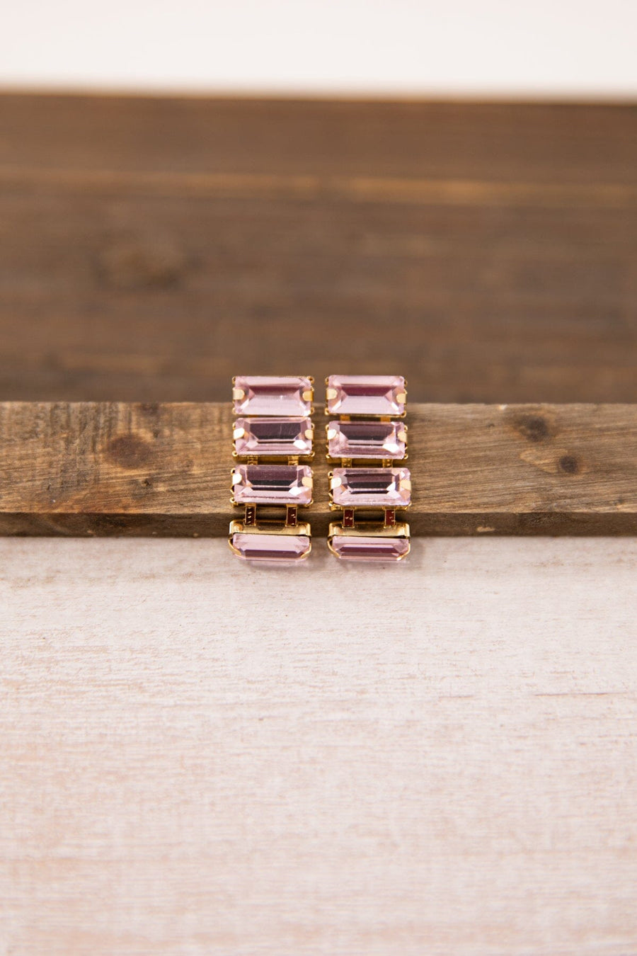 Lavender Rectangle Baguette Stone Earrings - Filly Flair