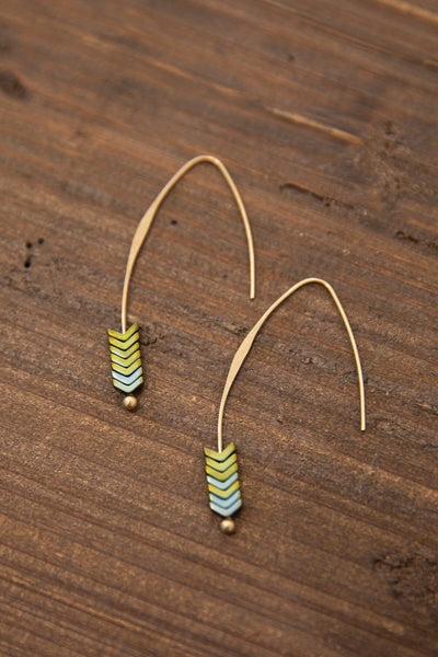 Bronze Multicolor Beaded Fishhook Earrings