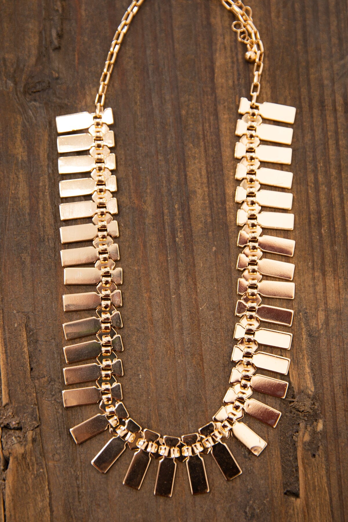 Gold Geometric Fringe Necklace - Filly Flair