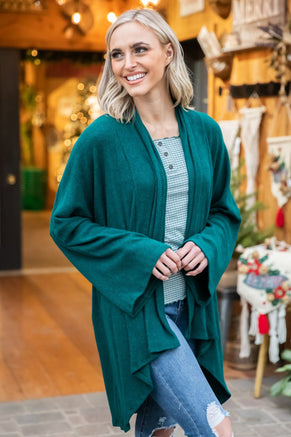 Emerald Green Drop Shoulder Cardigan - Filly Flair