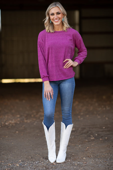 Fuchsia Horizontal Textured Top - Filly Flair