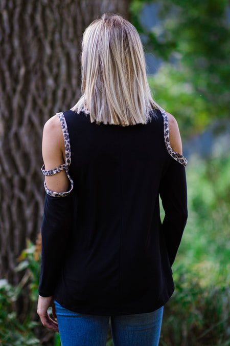 Black and Tan Animal Print Trim Top - Filly Flair