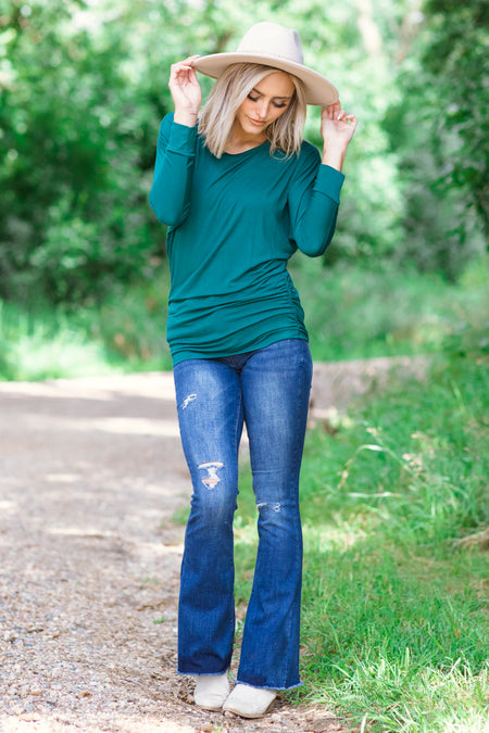 Emerald Green Dolman Sleeve Top - Filly Flair