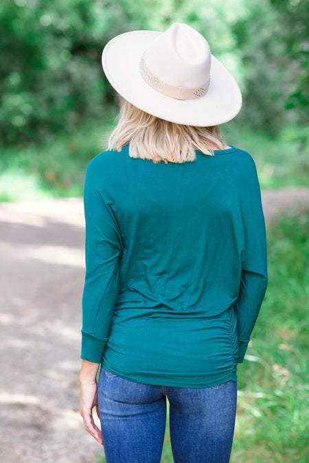 Emerald Green Dolman Sleeve Top - Filly Flair