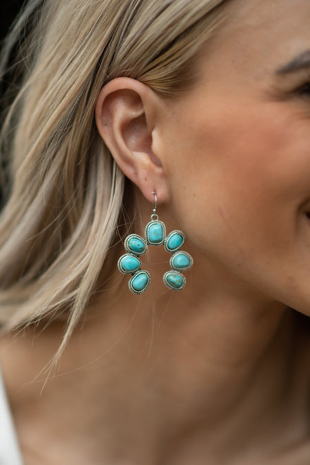 Turquoise and Silver Squash Blossom Earrings - Filly Flair